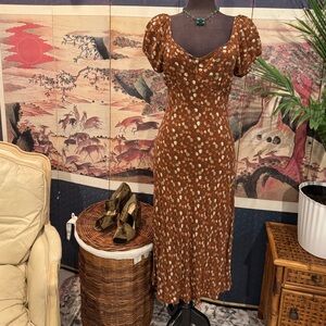Sky and Sparrow Brown Floral Maxi Dress